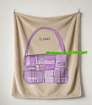 Fendi Purple Handbag Sketch Flannel Throw Blanket IMG_9611